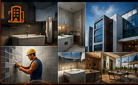 Contenus professionnels IA : rendus de salle de bain, carrelage, chantier et immobilier.